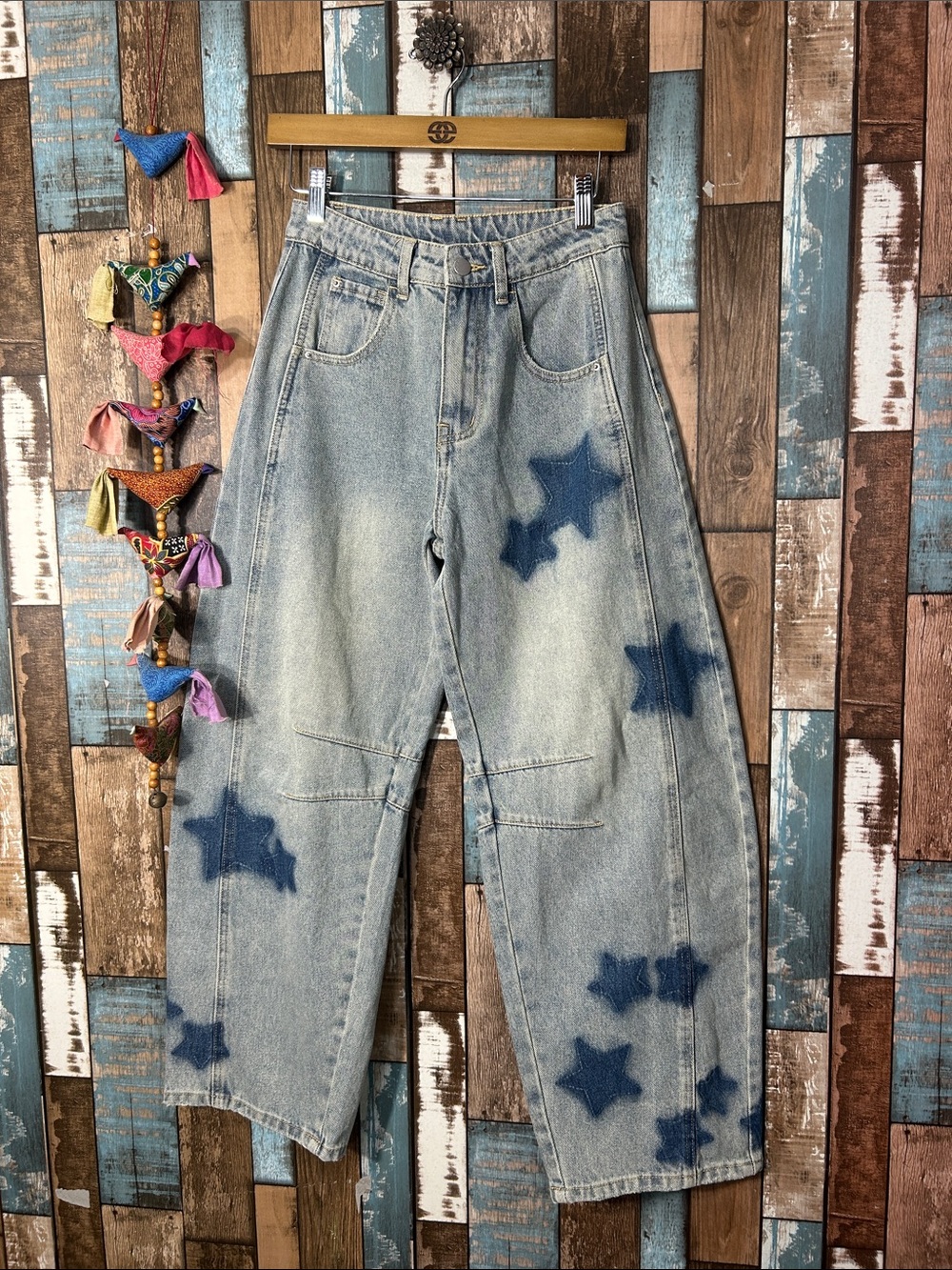 Cider barrel Denim Jeans with Blue Star Accents